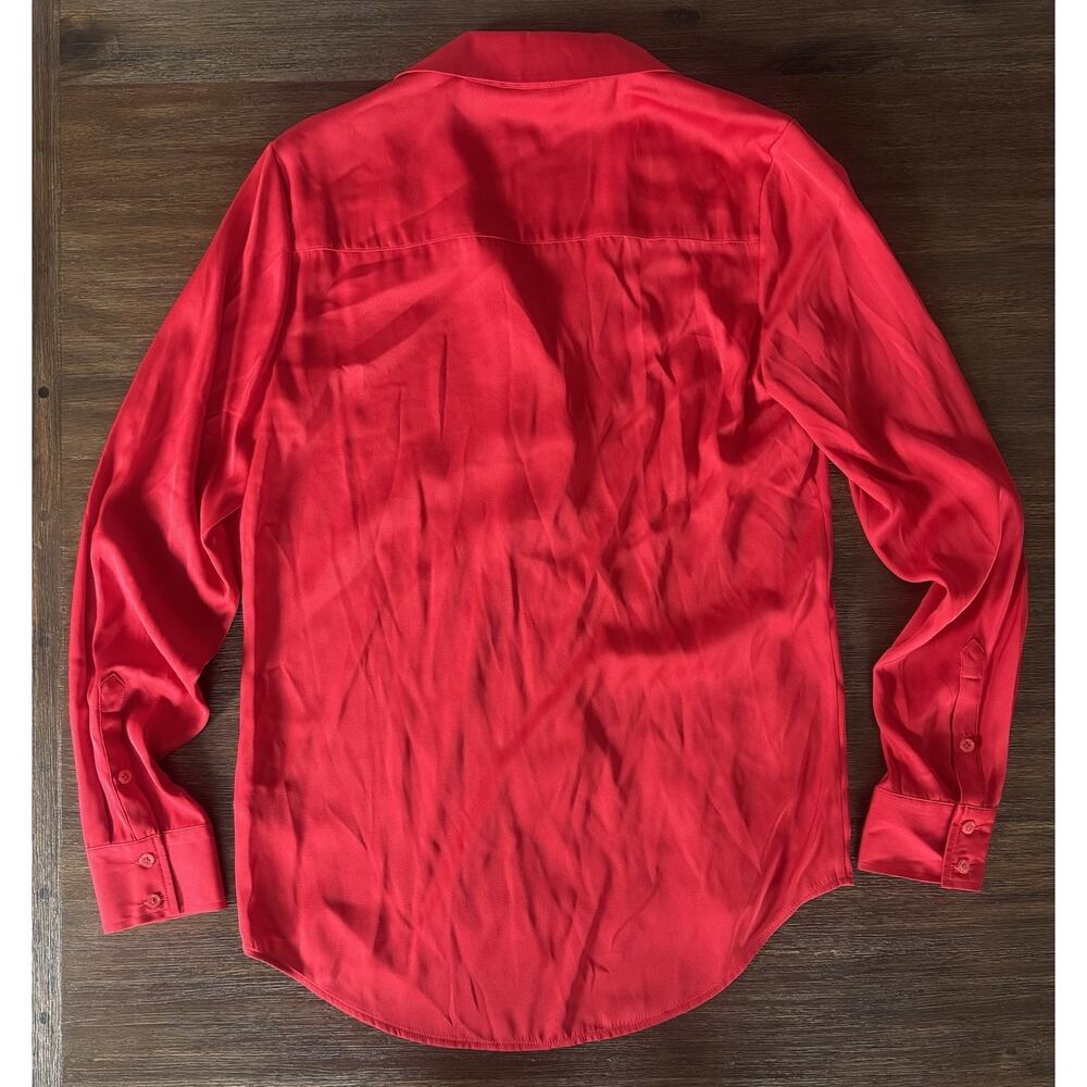 Quince Washable Stretch Silk Blouse Shirt Women’s Small Notch Collar Salsa - Picture 2 of 7